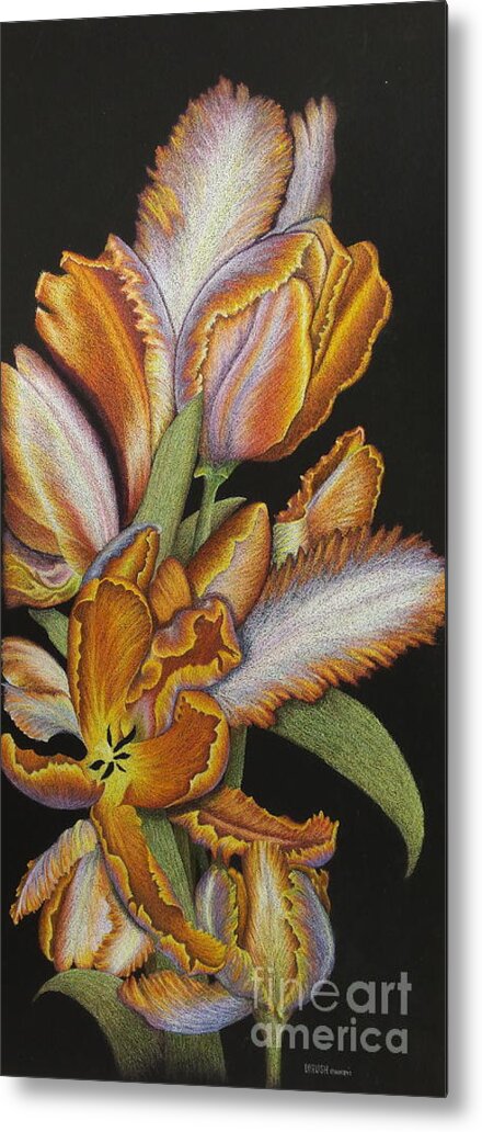 Tulips Metal Print featuring the painting Tulips of Fire by Lisa Bliss Rush