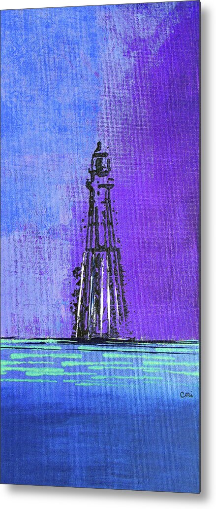 Lighthouse Metal Print featuring the mixed media Light on the Horizon 1113 by Corinne Carroll