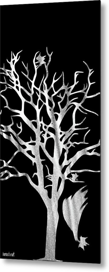 Tree Metal Print featuring the digital art Silver Fall by Auranatura Art