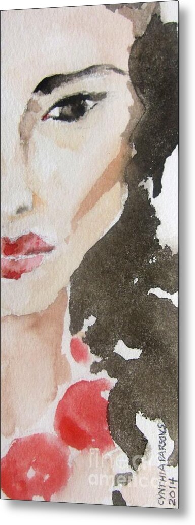 Woman Metal Print featuring the painting Beaded by Cynthia Parsons
