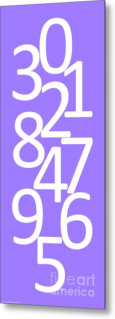 Numbers Metal Print featuring the digital art Numbers in White and Purple by Jackie Farnsworth