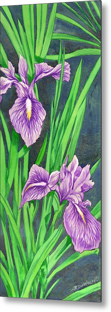 Purple Metal Print featuring the painting Purple Iris by Richard De Wolfe