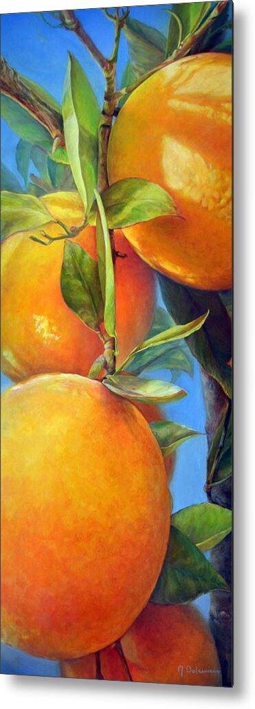 Acrylic Metal Print featuring the painting Tombee d Oranges by Muriel Dolemieux
