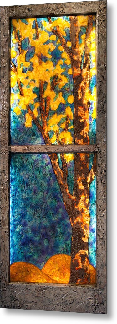 Tree Metal Print featuring the mixed media Tree inside a Window by Christopher Schranck