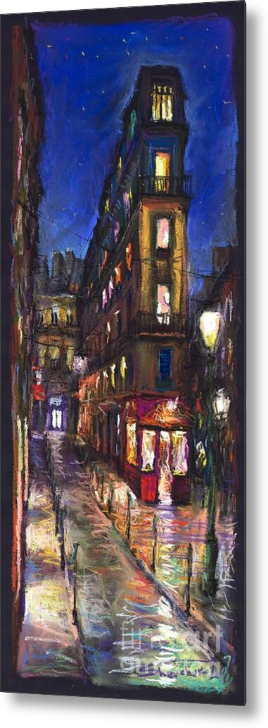 Landscape Metal Print featuring the painting Paris Old street by Yuriy Shevchuk
