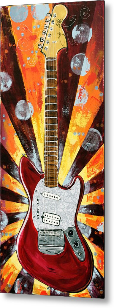 Guitar Metal Print featuring the painting Red Jag-Stang by John Gibbs