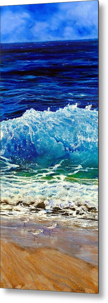 Sandpipers Metal Print featuring the painting A Line In The Sand by R J Marchand