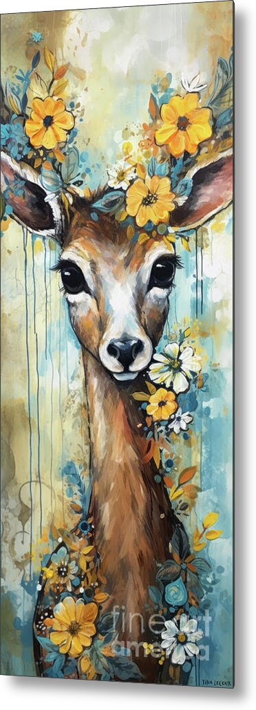 Deer Metal Print featuring the painting Bambi by Tina LeCour