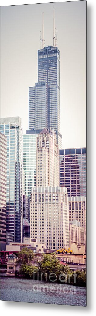 America Metal Print featuring the photograph Chicago Vertical Panorama of Sears Willis Tower by Paul Velgos