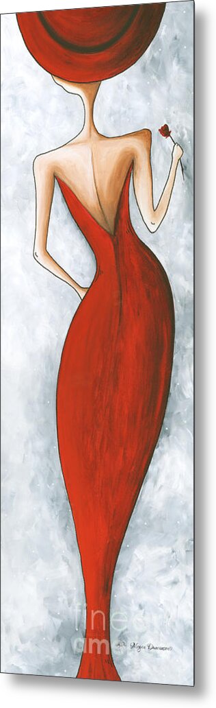 Pop Metal Print featuring the painting Fun Figurative Fashion PoP Art Lady in Red 2 by Megan Duncanson by Megan Aroon