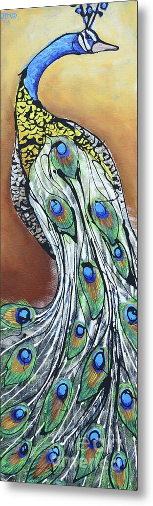 Peacock Metal Print featuring the painting I'm so Vain by Jonelle T McCoy