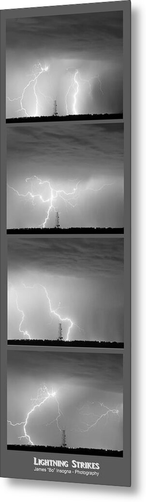 Lightning Metal Print featuring the photograph Lightning Strikes 4 Image Vertical Progression by James BO Insogna