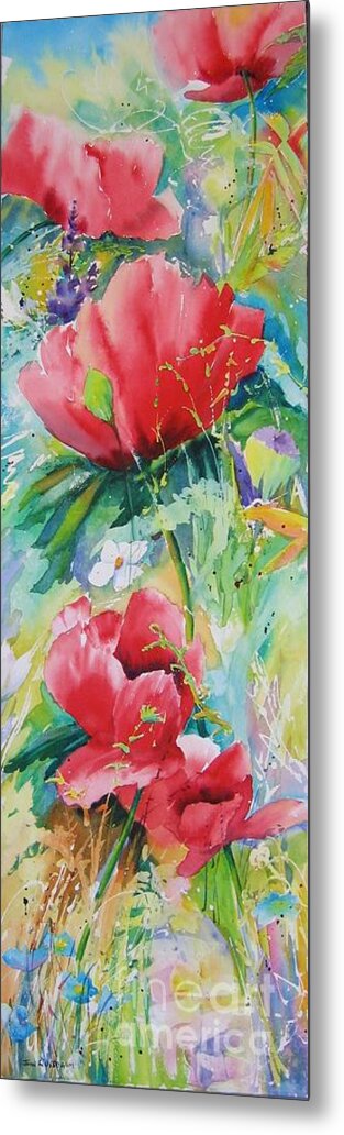 Poppies Metal Print featuring the painting Poppies At Play by John Nussbaum