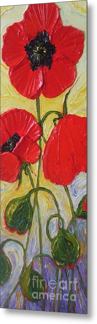 Red Poppy Paintings Metal Print featuring the painting Red Poppies by Paris Wyatt Llanso