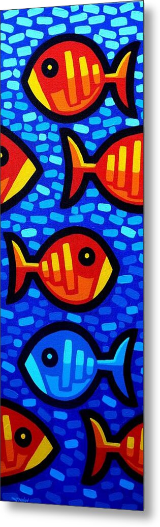 Fish. Psychedelic Metal Print featuring the painting Against The Tide by John Nolan