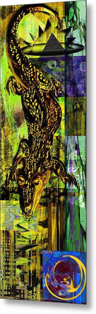 Croc Metal Print featuring the painting Crocodile At Nile by Anne Weirich