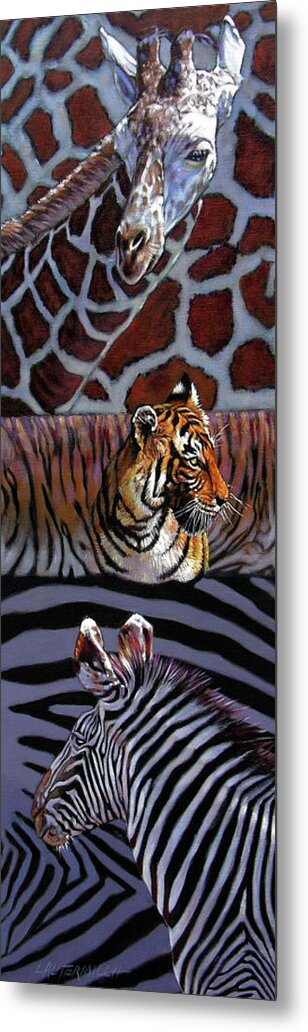 Animals Metal Print featuring the painting Designs for Defense and Offense by John Lautermilch