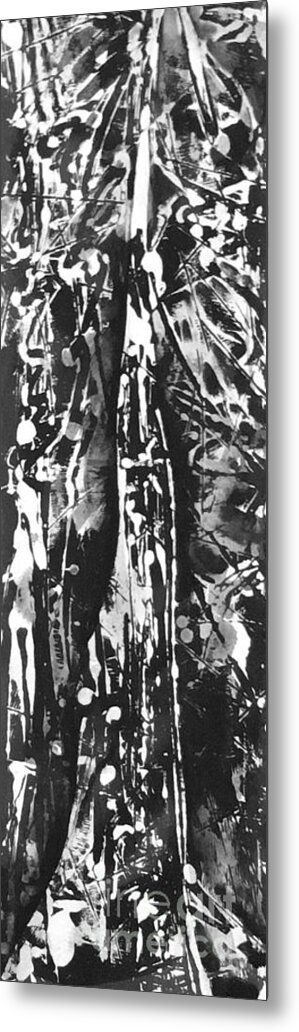 Trees Mono-prints Carol Rashawnna Williams Nature Black And White Metal Print featuring the painting Father by Carol Rashawnna Williams