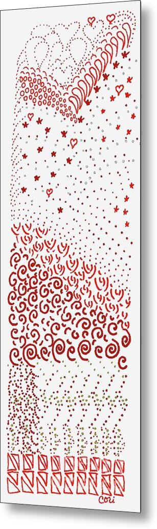 Festival Of Red And Orange Metal Print featuring the drawing Festival of Red and Orange by Corinne Carroll