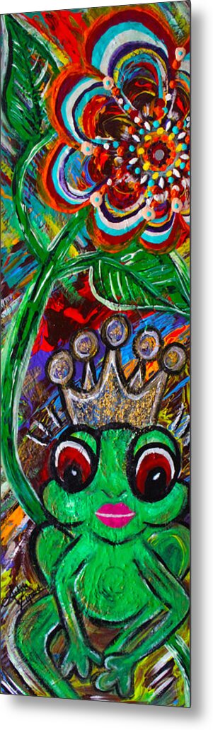 Frog Metal Print featuring the painting Kiss a Queen Frog by Artista Elisabet