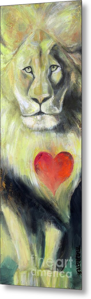 Lion Metal Print featuring the painting Lion Heart by Manami Lingerfelt