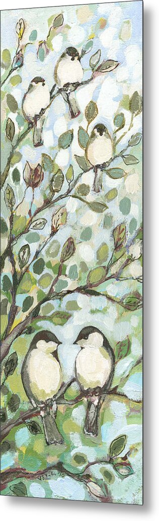 Chickadee Metal Print featuring the painting Mo's Chickadees by Jennifer Lommers