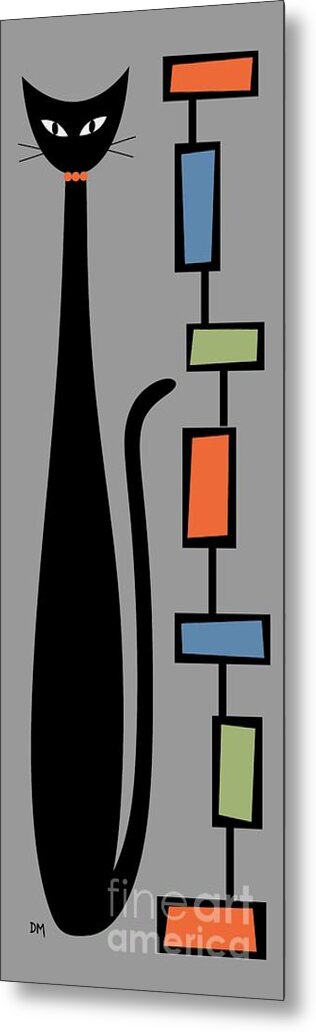  Metal Print featuring the digital art Rectangle Cat 2 on Gray by Donna Mibus