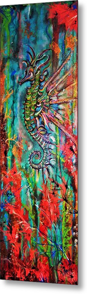 Sea Horse Metal Print featuring the painting Sea Horse With No Name by Tracy Mcdurmon