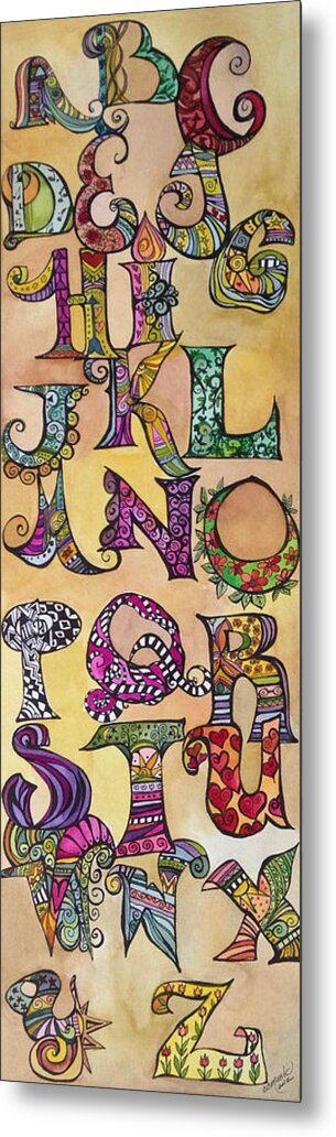 Alphabet Metal Print featuring the painting Twisty by Claudia Cole Meek
