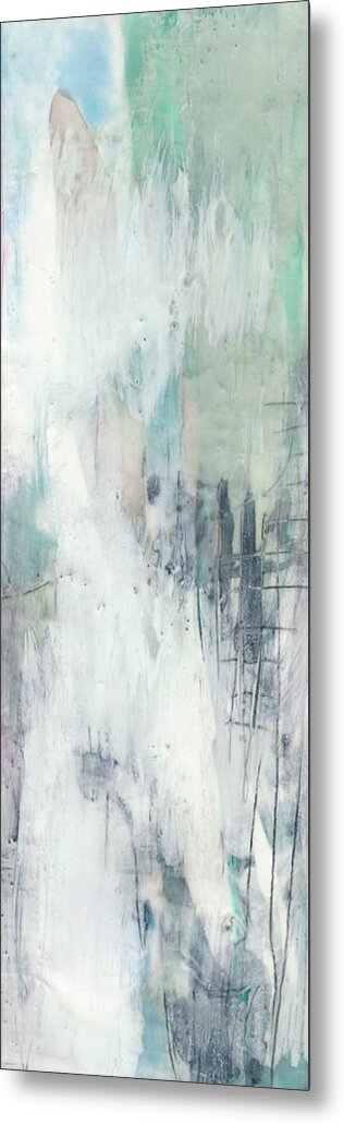 Abstract Metal Print featuring the painting Indigo & Mint I by Jennifer Goldberger