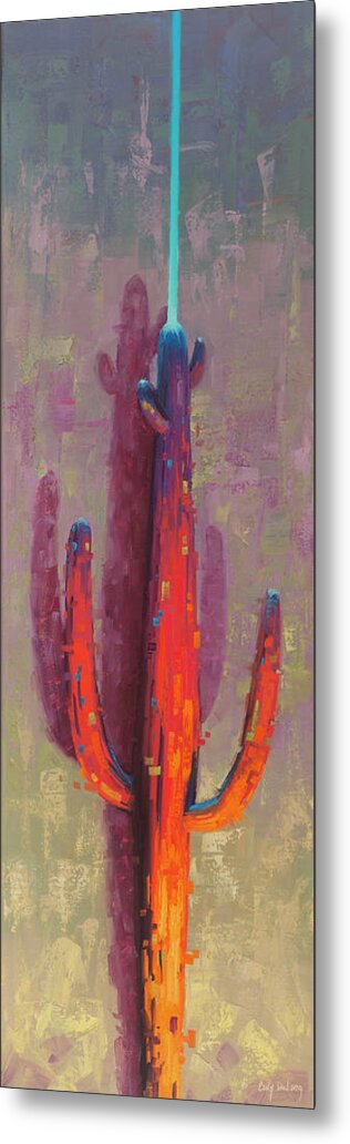 Saguaro Metal Print featuring the painting Saguaro Light Saber by Cody DeLong