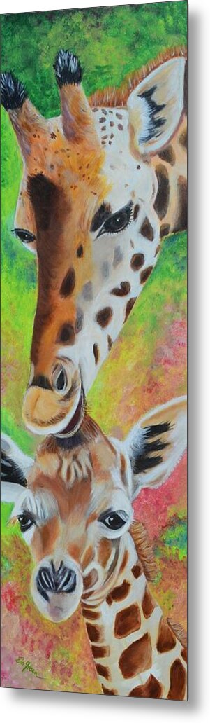 Giraffe Metal Print featuring the painting Jungle Baby by Evi Green