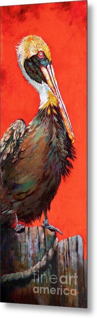 Pelican Metal Print featuring the painting King Rex, a Louisiana Pelican by Dianne Parks