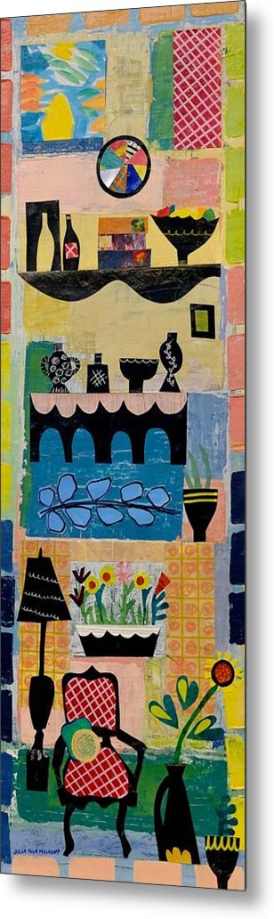 Abstract Metal Print featuring the mixed media Room with a Bloom 2 by Julia Malakoff