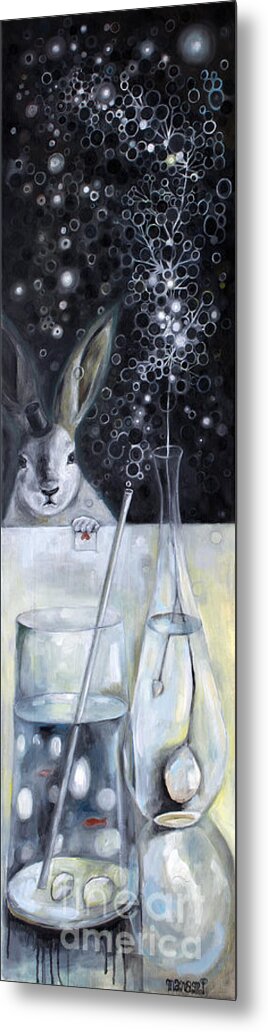 Rabbit Metal Print featuring the painting Bunny Mystery by Manami Lingerfelt