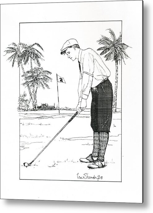 Golf Metal Print featuring the drawing 1920's Vintage Golfer by Ira Shander