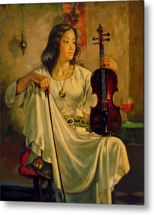 Violin Metal Print featuring the painting Violinist by Yoo Choong Yeul
