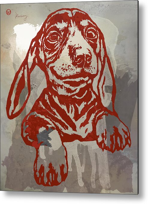 Portraits Metal Print featuring the drawing Animal Pop Art Etching Poster - Dog 5 #1 by Kim Wang