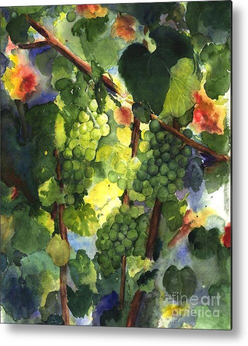 Green Grapes Metal Print featuring the painting Chardonnay au Soliel by Maria Hunt