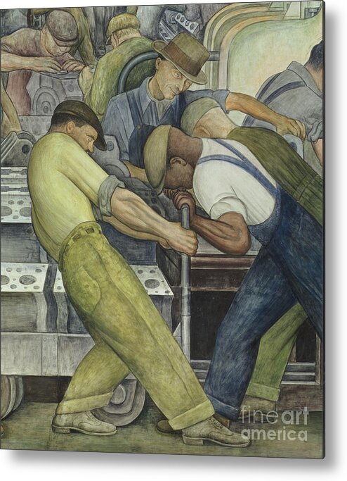 Fresco Metal Print featuring the painting Detroit Industry north wall by Diego Rivera