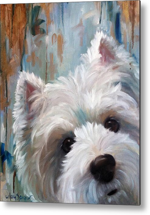 Westie Metal Print featuring the painting Drip #1 by Mary Sparrow