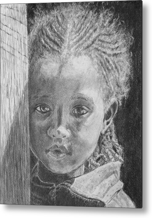 Girl Metal Print featuring the drawing Ethiopias Future by Quwatha Valentine