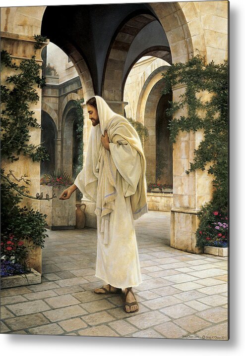 Jesus Metal Print featuring the painting In His Constant Care by Greg Olsen