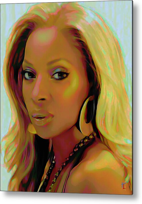 Mary J Blige Metal Print featuring the painting Mary J Blige by Fli Art