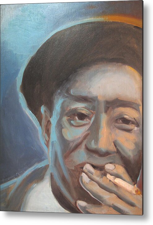 Mississippi Metal Print featuring the painting Muddy Waters Blues Guitarist #1 by Suzanne Giuriati Cerny