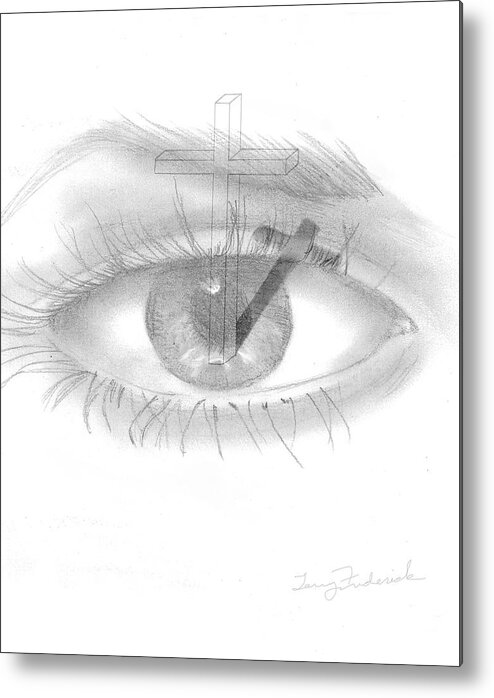 Eye Metal Print featuring the drawing Plank in Eye by Terry Frederick