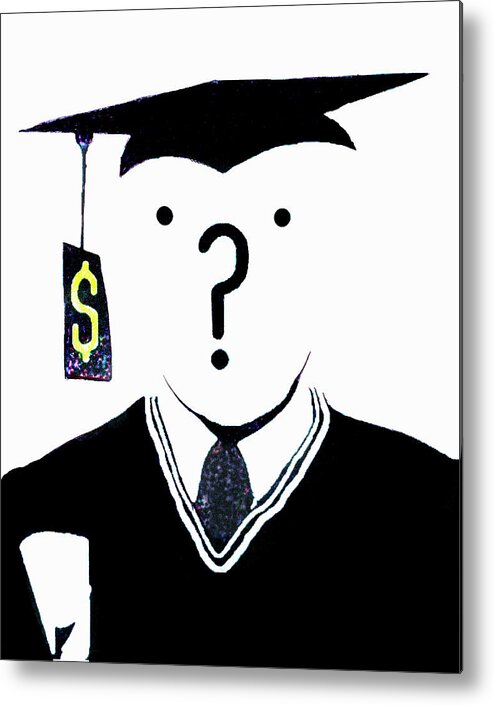 20-25 Metal Print featuring the photograph Question Mark Over Face Of Graduate #1 by Ikon Ikon Images