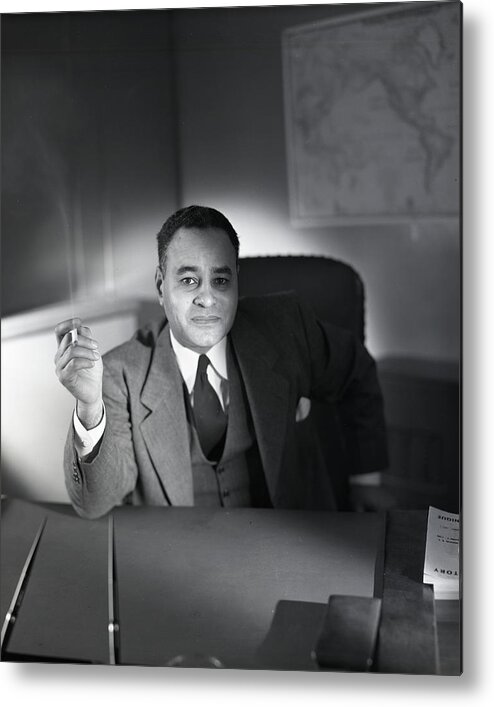 Indoors Metal Print featuring the photograph Ralph L. Bunche Smoking #1 by Horst P. Horst