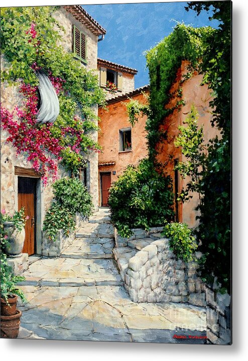 Stone Metal Print featuring the painting Sunny Walkway #2 by Michael Swanson