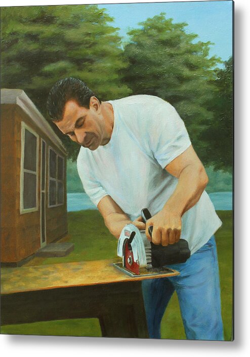  Metal Print featuring the painting The Carpenter #1 by Beth Johnston